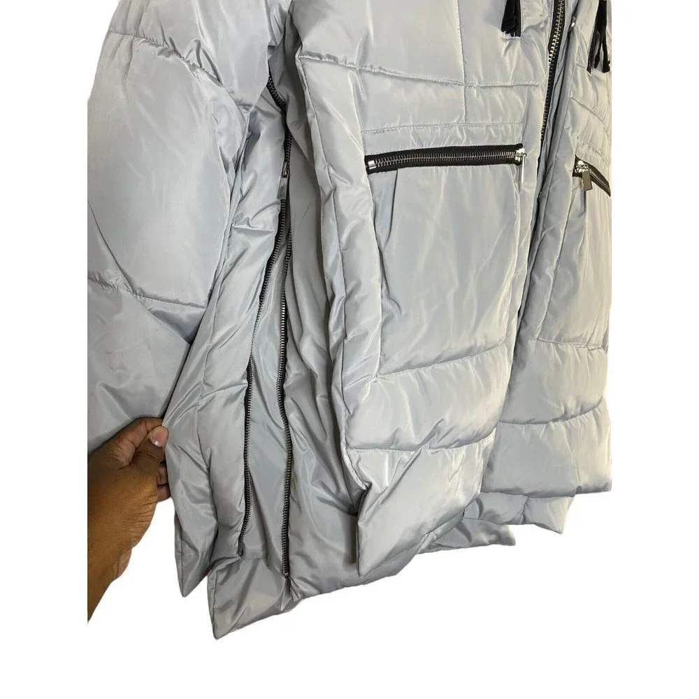 Bagatelle Sport Womens Grey Utility Faux Shearling Lined Hood Puffer‎ Coat SZ M